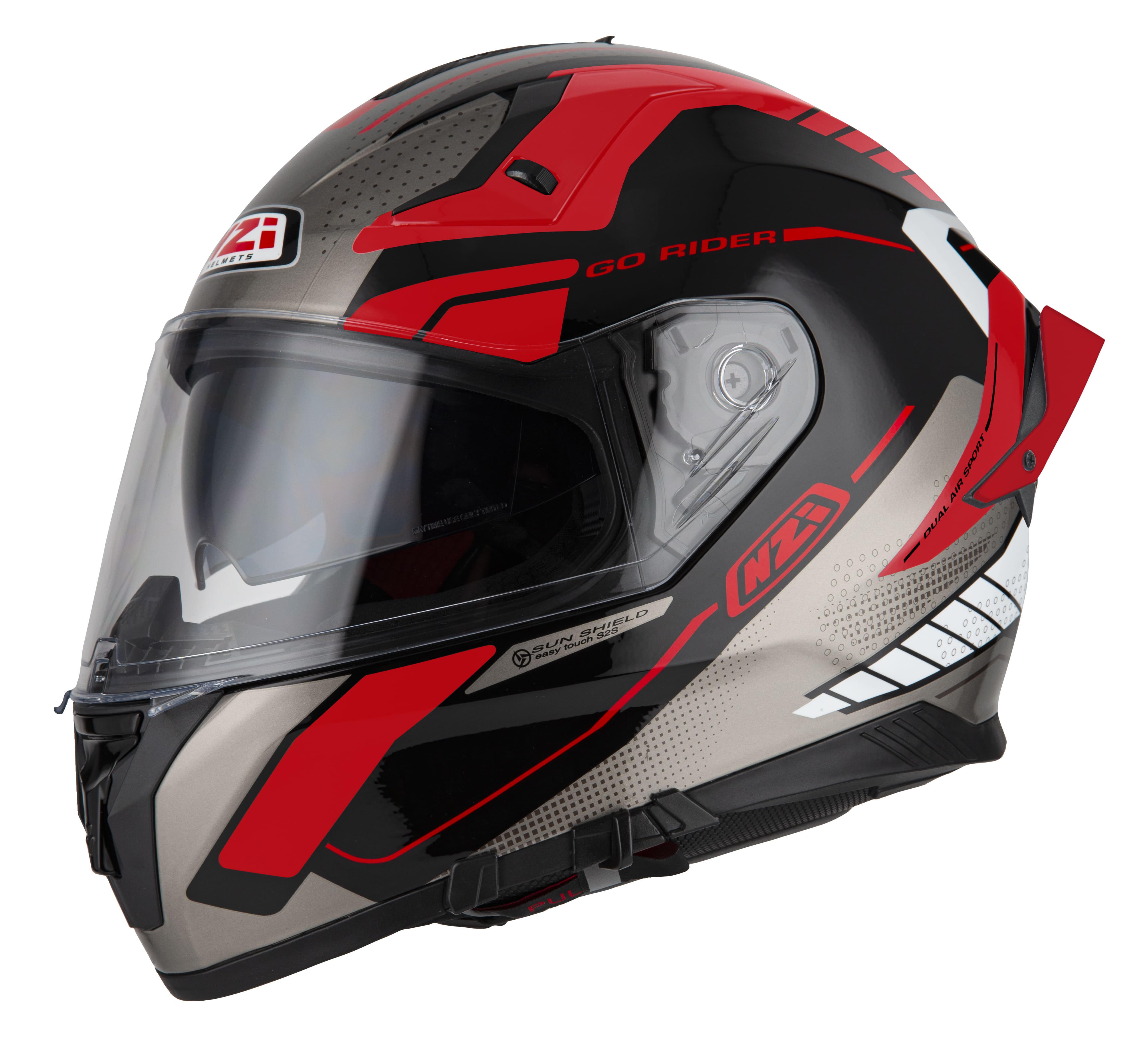 NZI GO RIDER STR MOTION BLACK&RED&WHITE VISEIRA CLEAR+TITAN