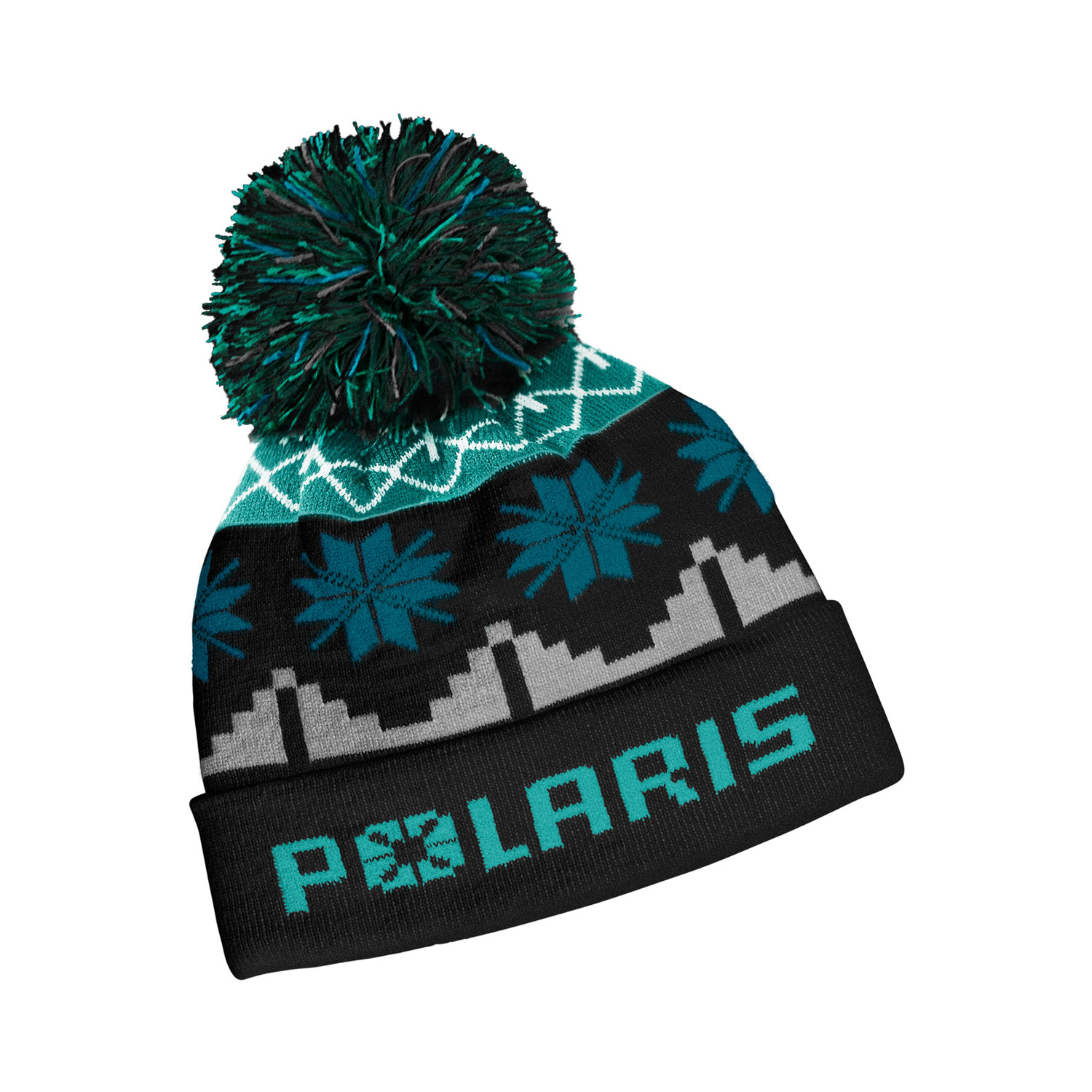 FAIR ISLE POM BEANIE TEAL
