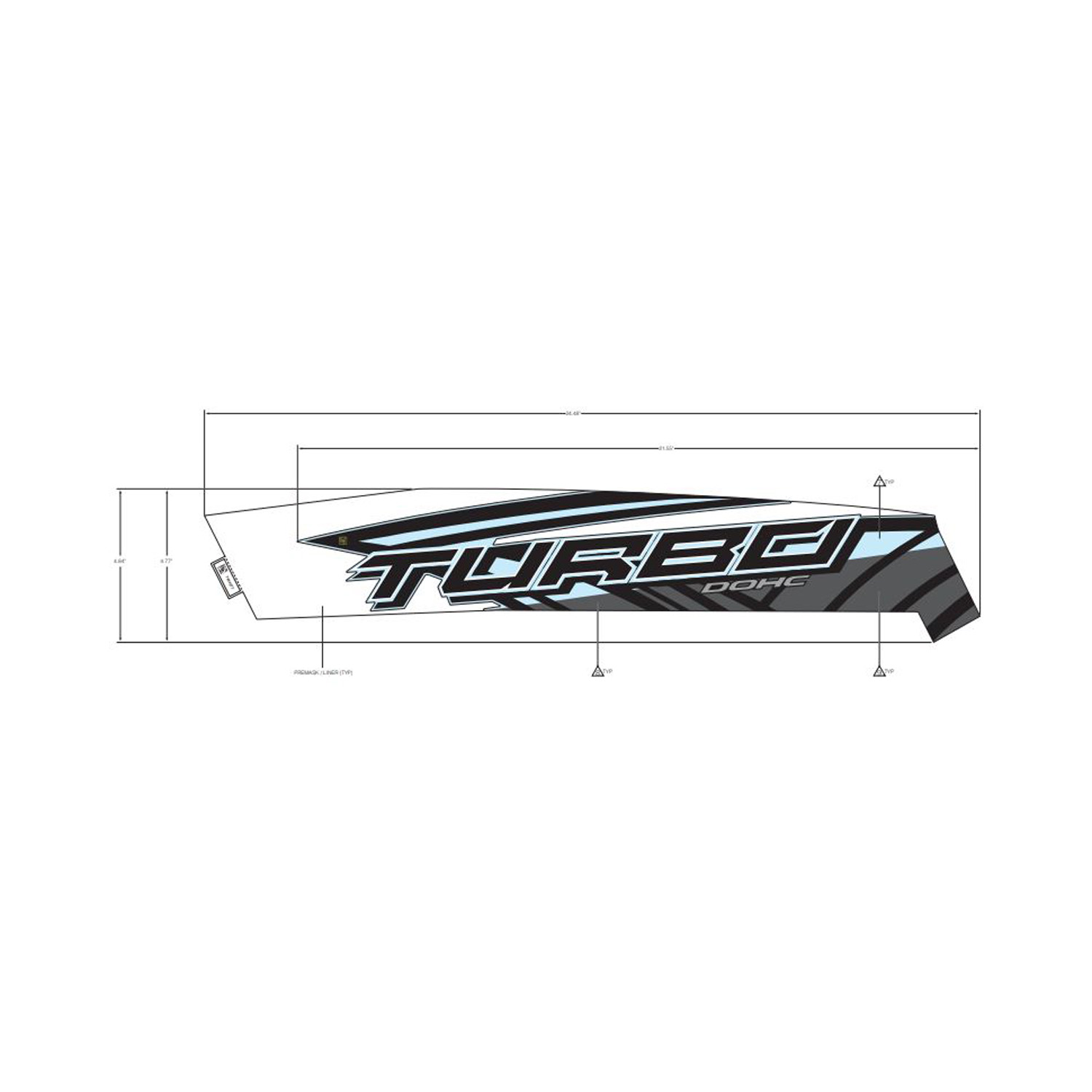 DECAL-FR.FNDR SIDE TOP TURBO L