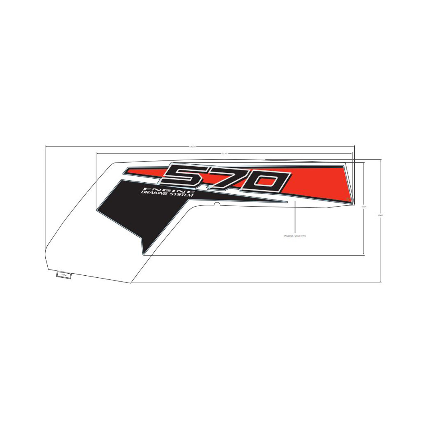 DECAL-HOOD SIDE 570 RH