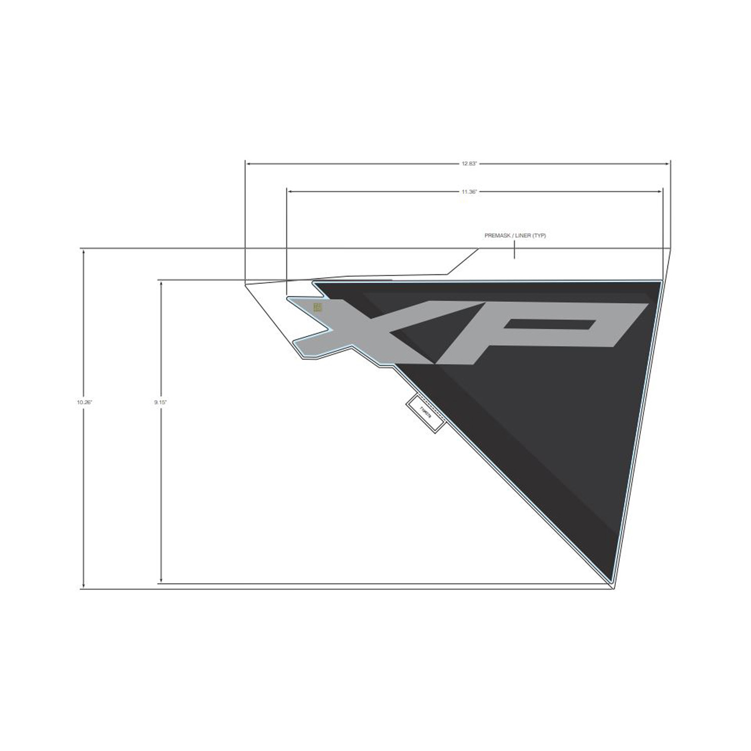 DECAL-FR.FNDR SIDE TOP XP LH