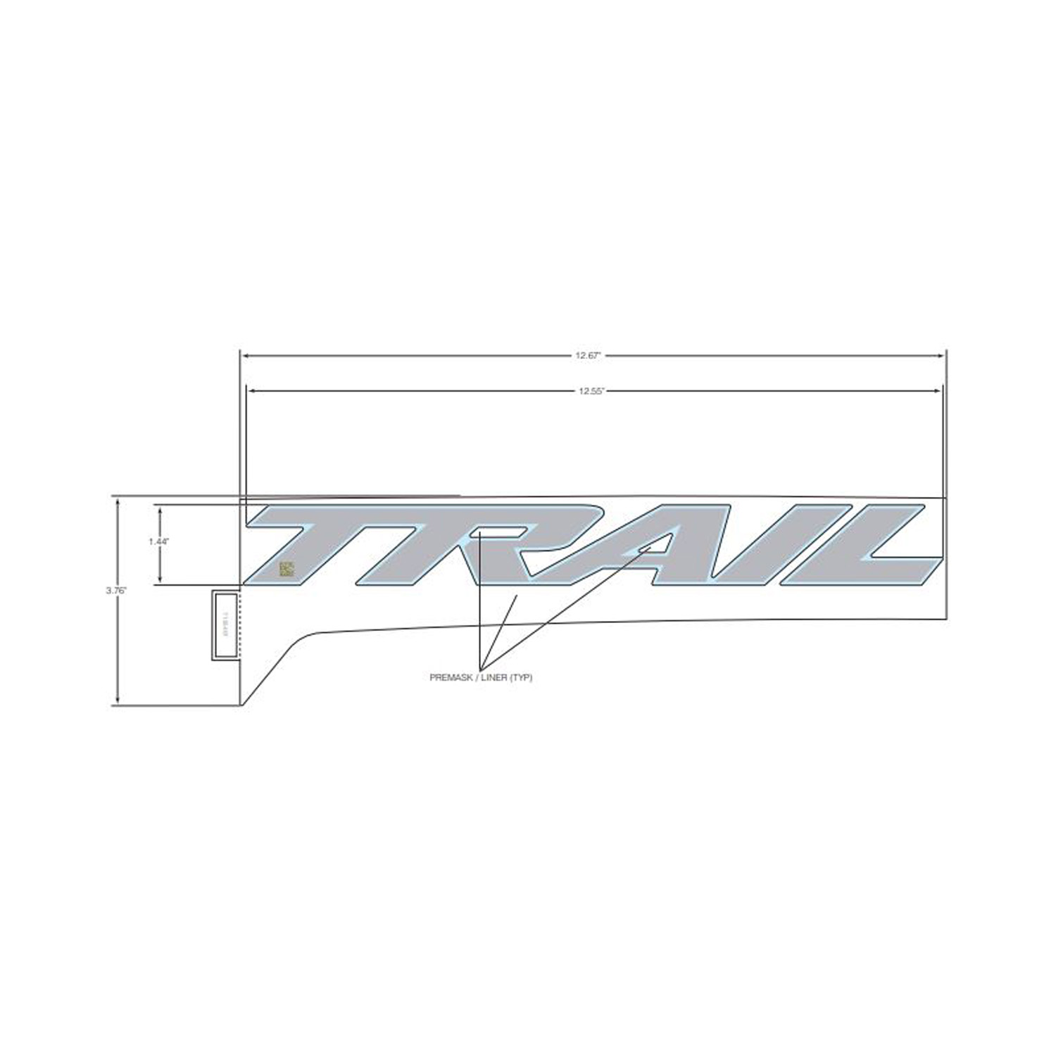 DECAL-RR.FNDR BTM TRAIL LH